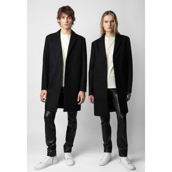 Zadig & Voltaire NWT $748 Marlyh Wool Noir Black Coat XXL Sz 48 Unisex Men Women - Picture 1 of 15